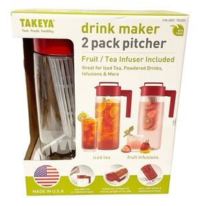 Takeya Drink Maker 2 Pack Pitcher‎ Pack of 2 / Fruit & Tea Infuser Included NEW